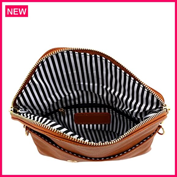 Faux Leather Clutch Crossbody Bag with Detachable Chain Strap, 9x6 Inches